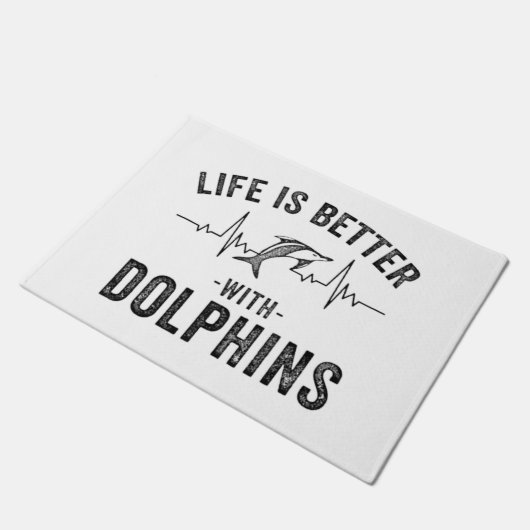 Das Leben ist besser mit Delphinen cooler Herzschl Fußmatte (Schrägansicht)