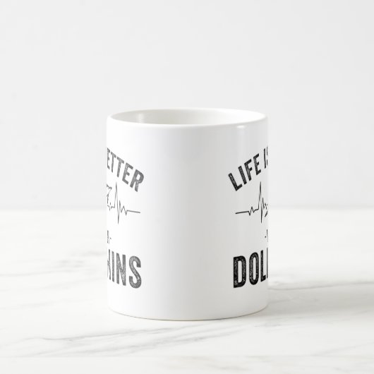 Das Leben ist besser mit Delphinen cooler Herzschl Kaffeetasse (Mittel)