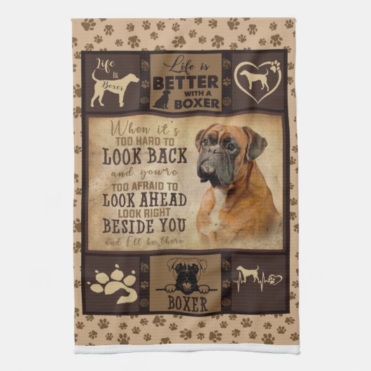 Das Leben ist besser mit dem Fleeceblatt Boxer, de Geschirrtuch (Vertikal)