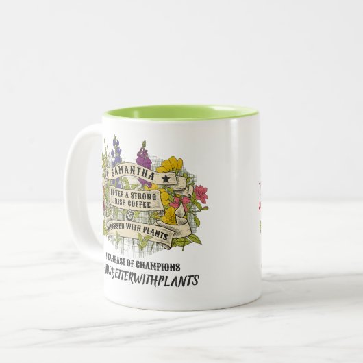 Das Leben ist besser mit der Personalisierten Pfla Zweifarbige Tasse (Vorderseite Links)