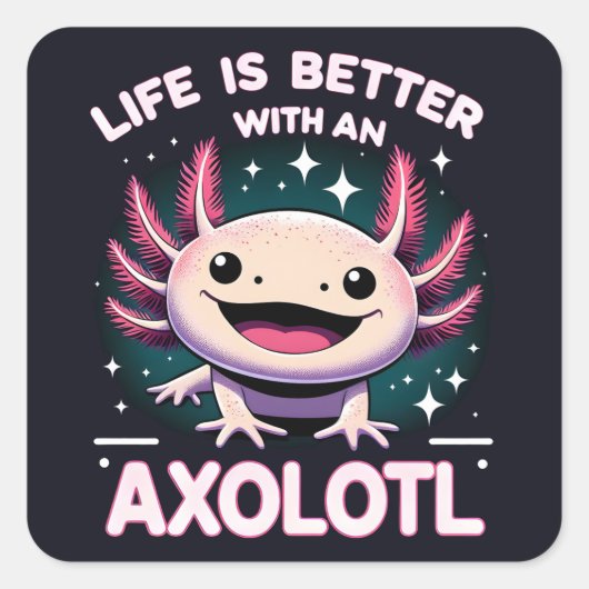 Das Leben ist besser mit einem Axolotl, Kids Axolo Quadratischer Aufkleber (Vorderseite)
