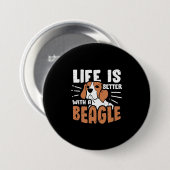 Das Leben ist besser mit einem Beagle Hund Button (Vorne & Hinten)