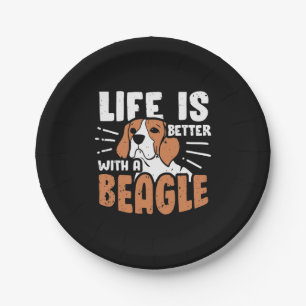 Das Leben ist besser mit einem Beagle Hund Pappteller