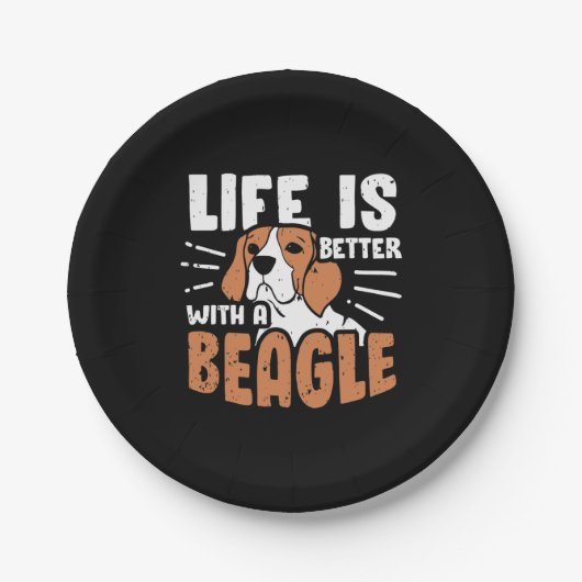 Das Leben ist besser mit einem Beagle Hund Pappteller (Vorderseite)
