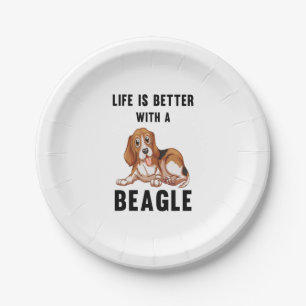Das Leben ist besser mit einem Beagle Pappteller