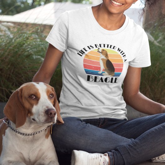 Das Leben ist besser mit einem Beagle Retro-Sonnen T-Shirt