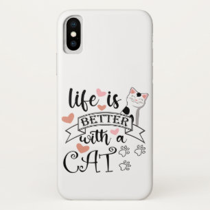 Das Leben ist besser mit einem Cat-Anführungsmotto Case-Mate iPhone Hülle