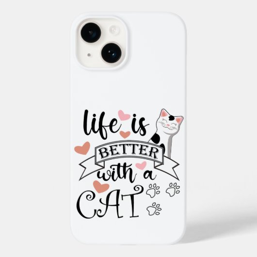 Das Leben ist besser mit einem Cat-Anführungsmotto Case-Mate iPhone Hülle (Rückseite)