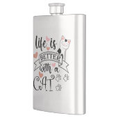 Das Leben ist besser mit einem Cat-Anführungsmotto Flachmann (Links)