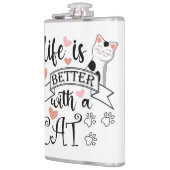 Das Leben ist besser mit einem Cat-Anführungsmotto Flachmann (Links)