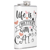 Das Leben ist besser mit einem Cat-Anführungsmotto Flachmann (Rechts)