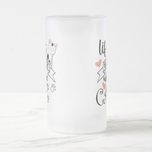 Das Leben ist besser mit einem Cat-Anführungsmotto Mattglas Bierglas (Mittel)