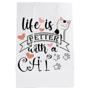 Das Leben ist besser mit einem Cat-Anführungsmotto Mittlere Geschenktüte