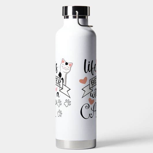 Das Leben ist besser mit einem Cat-Anführungsmotto Trinkflasche (links)