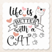 Das Leben ist besser mit einem Cat-Anführungsmotto Untersetzer (Vorderseite)