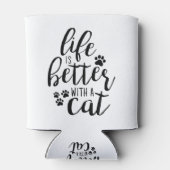Das Leben ist besser mit einem Cat Niedlich Cat Ca Dosenkühler (Rückseite)
