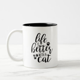 Das Leben ist besser mit einem Cat Niedlich Cat Ca Zweifarbige Tasse