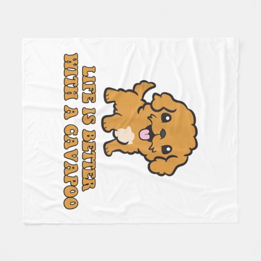 Das Leben ist besser mit einem Cavapoo - Funny Dog Fleecedecke (Vorderseite (Horizontal))