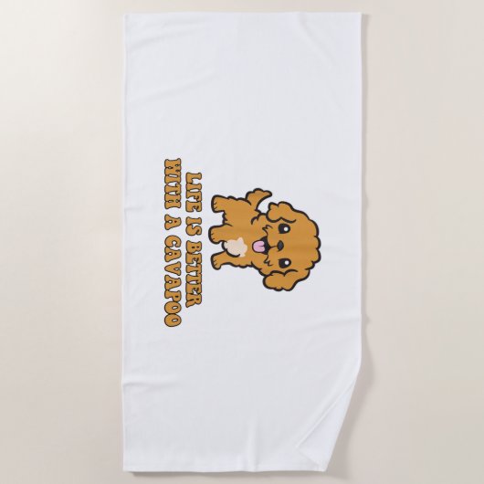 Das Leben ist besser mit einem Cavapoo - Funny Dog Strandtuch (Vorderseite)