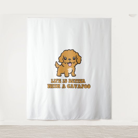 Das Leben ist besser mit einem Cavapoo - Funny Dog Wandteppich (Vorderseite)