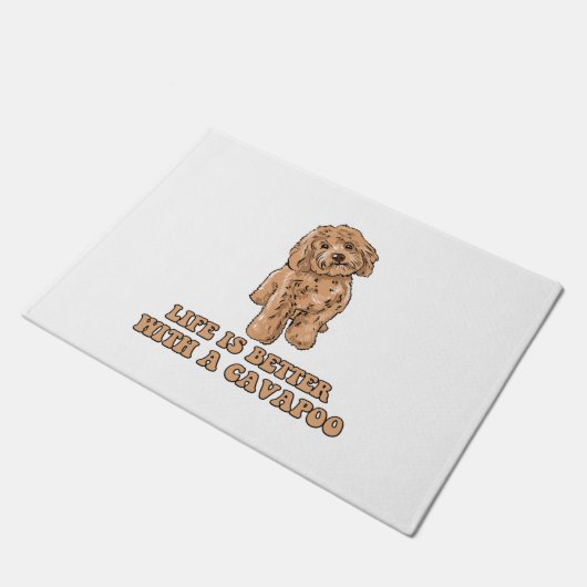 Das Leben ist besser mit einem Cavapoo - Funny Hun Fußmatte (Schrägansicht)