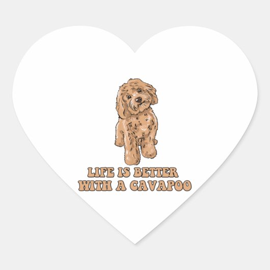 Das Leben ist besser mit einem Cavapoo - Funny Hun Herz-Aufkleber (Vorderseite)
