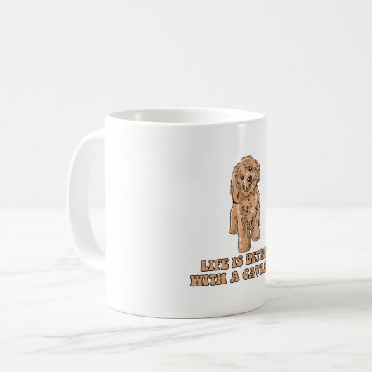 Das Leben ist besser mit einem Cavapoo - Funny Hun Kaffeetasse (Vorderseite Links)