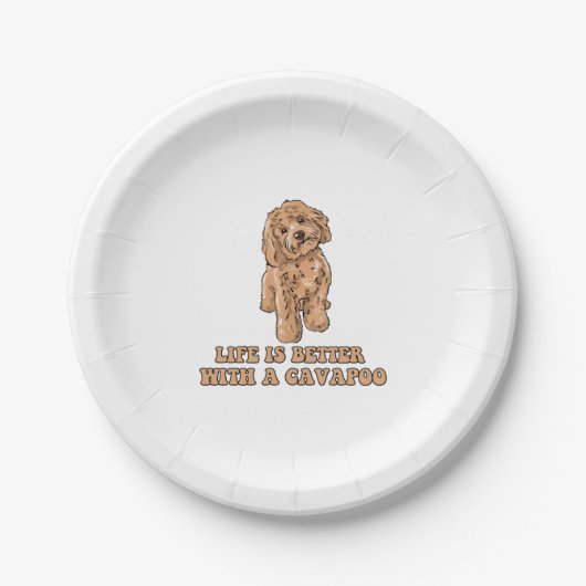 Das Leben ist besser mit einem Cavapoo - Funny Hun Pappteller (Vorderseite)