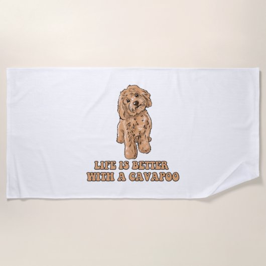 Das Leben ist besser mit einem Cavapoo - Funny Hun Strandtuch (Vorderseite)