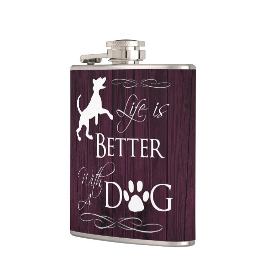 Das Leben ist besser mit einem Dog Flask - Magenta Flachmann (Links)