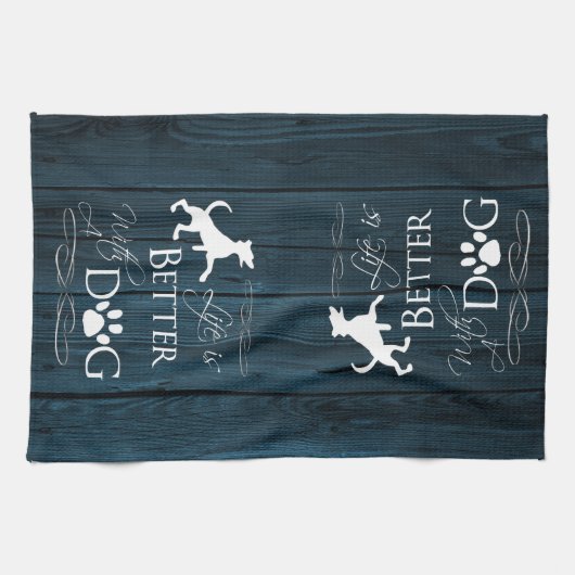 Das Leben ist besser mit einem Dog Küchentuch - Bl (Horizontal)