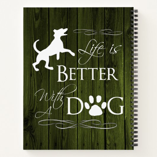 Das Leben ist besser mit einem Dog-Notebook - Grün Notizblock (Rückseite)