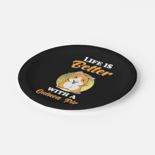 Das Leben ist besser mit einem Guinea-Schwein Pappteller (Schrägansicht)