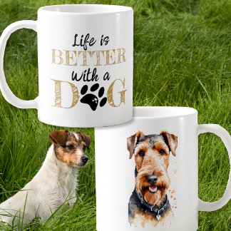 Das Leben ist besser mit einem Hund Airedale Terri Kaffeetasse