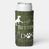 Das Leben ist besser mit einem Hund Cooler - Grün Selters Dosenkühler (Seltzer Rückseite)