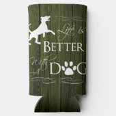Das Leben ist besser mit einem Hund Cooler - Grün Selters Dosenkühler (Rückseite)