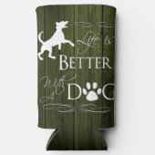 Das Leben ist besser mit einem Hund Cooler - Grün Selters Dosenkühler (Vorderseite)