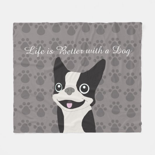 Das Leben ist besser mit einem Hund Fleecedecke (Vorderseite (Horizontal))