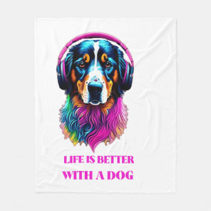 Das Leben ist besser mit einem Hund Fleecedecke