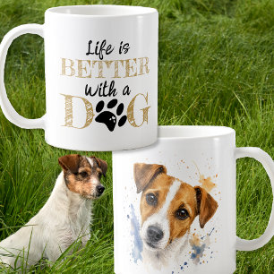 Das Leben ist besser mit einem Hund Jack Russell G Kaffeetasse