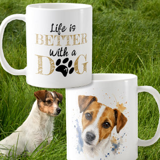 Das Leben ist besser mit einem Hund Jack Russell G Kaffeetasse