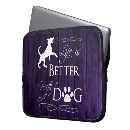 Das Leben ist besser mit einem Hund-Laptop-Sieb - Laptopschutzhülle (Vorderseite Links)