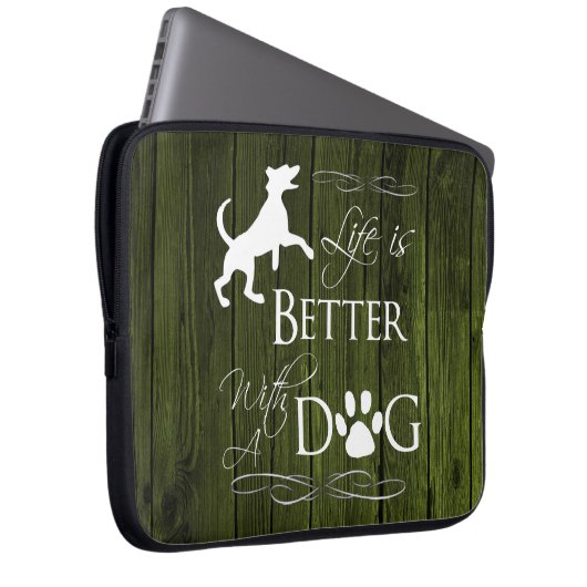 Das Leben ist besser mit einem Hund-Laptop-Sieb - Laptopschutzhülle (Vorne Rechts)