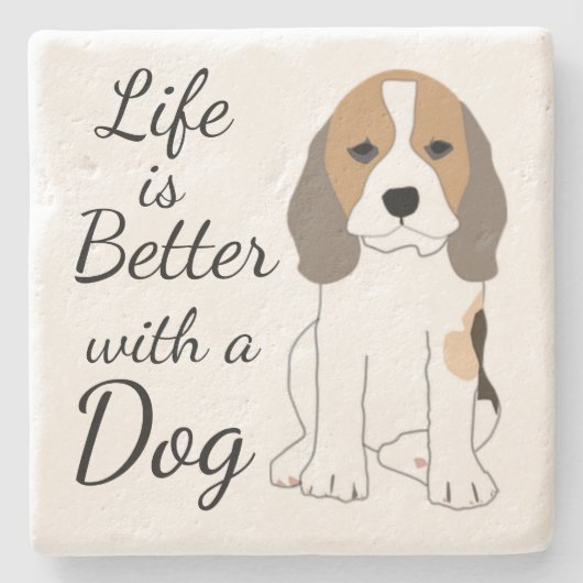 Das Leben ist besser mit einem Hund niedlicher Car Steinuntersetzer (Vorderseite)
