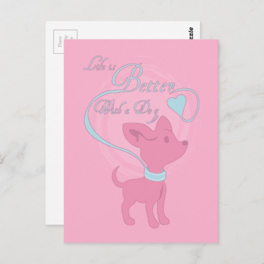 Das Leben ist besser mit einem Hund Postkarte (Vorne/Hinten)