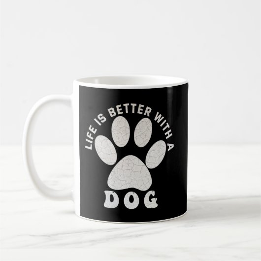 Das Leben ist besser mit einem Hund Silber Texturi Kaffeetasse (Links)
