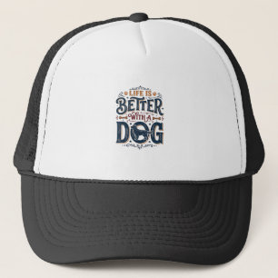 Das Leben ist besser mit einem Hund Vintage Gravur Truckerkappe