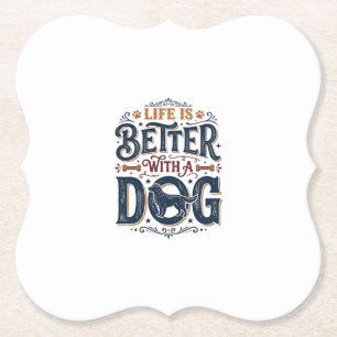 Das Leben ist besser mit einem Hund Vintage Gravur Untersetzer