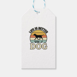 Das Leben ist besser mit einem Hund Vintage-Shirt- Geschenkanhänger