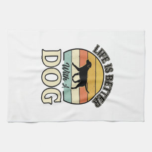 Das Leben ist besser mit einem Hund Vintage-Shirt- Geschirrtuch